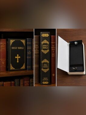 1611 King James Holy Bible Diversion Safe Lock Box Hidden Book Safe w/ Keys
